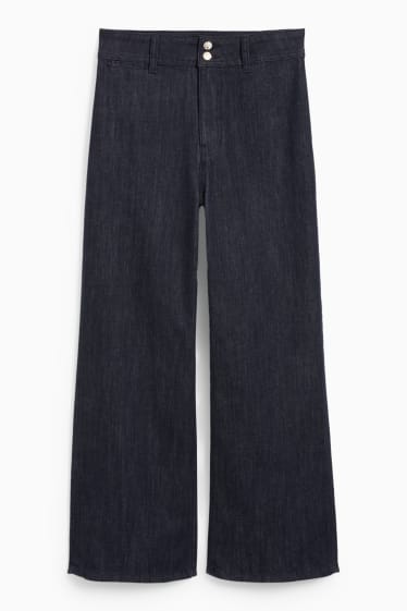 Women - Wide leg jeans - high waist - blue denim