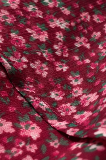 Enfants filles - Robe de gaze - à fleurs - rouge foncé