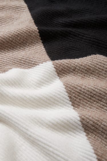 Damen - Pullover - gerippt - schwarz / beige