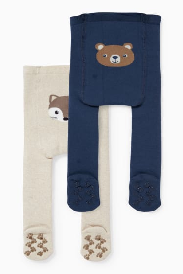 Bébés garçons - Lot de 2 paires - collants chauds pour bébé - beige clair