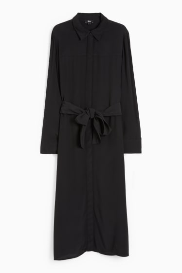 Damen - Viskose-Column-Kleid - schwarz