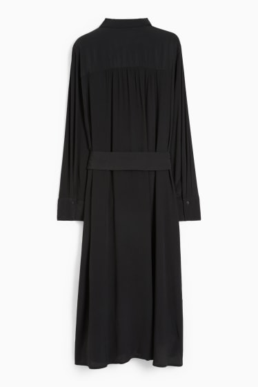 Damen - Viskose-Column-Kleid - schwarz
