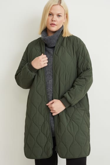 Damen - Steppmantel - khaki