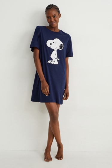 Donna - Camicia da notte - Snoopy - blu scuro