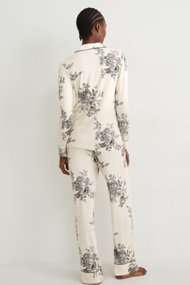 Dona - Pijama - de flors - beix clar