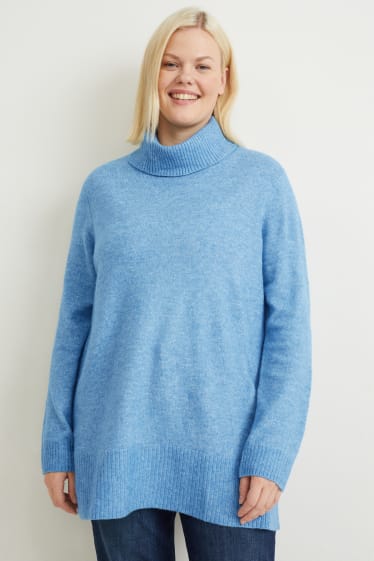 Damen - Rollkragenpullover - blau