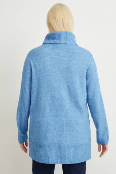 Damen - Rollkragenpullover - blau