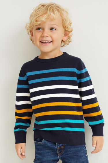 Kinder Jungen - Pullover - gestreift - dunkelblau