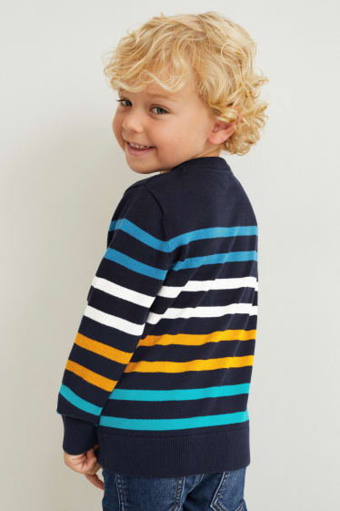 Kinder Jungen - Pullover - gestreift - dunkelblau
