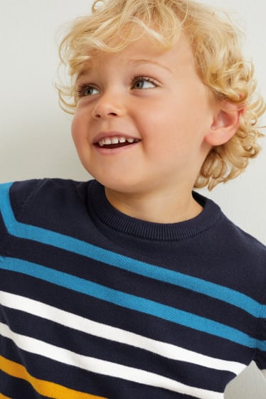 Kinder Jungen - Pullover - gestreift - dunkelblau