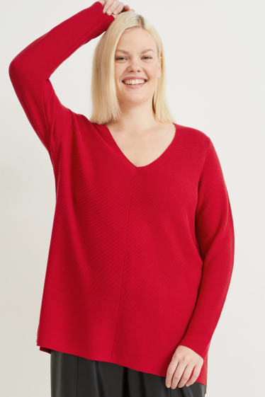 Damen - Pullover - dunkelrot