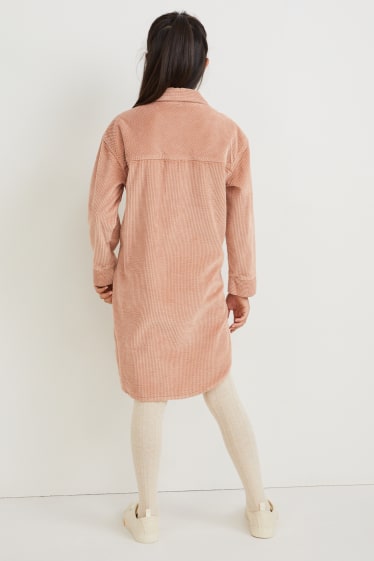 Bambine - Vestito di velluto a coste - pesca