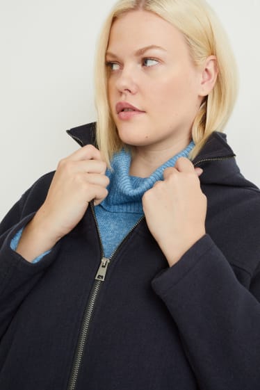 Women - Coat with hood - dark blue