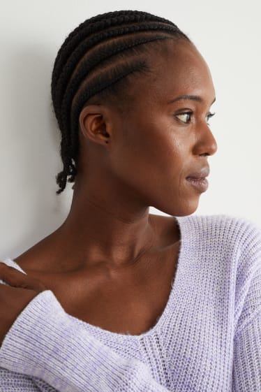 Women - V-neck jumper - violet-melange