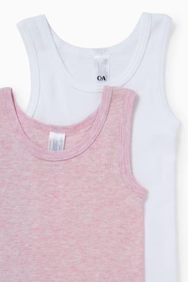 Kinderen - Set van 6 - singlet - wit / roze