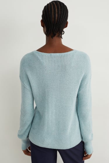 Femmes - Pullover avec une encolure en V - vert menthe