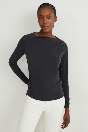 Damen - Langarmshirt - schwarz