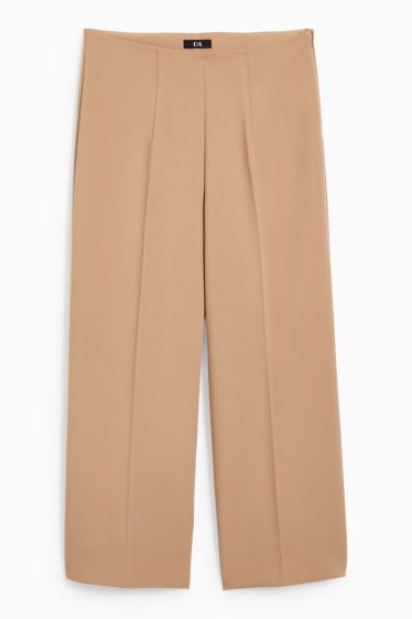 Donna - Pantaloni - vita alta - gamba larga - marrone chiaro