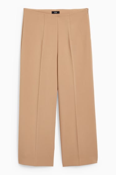 Damen - Stoffhose - High Waist - Wide Leg - hellbraun