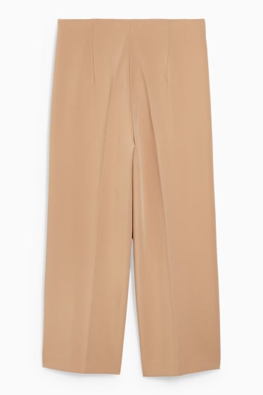 Damen - Stoffhose - High Waist - Wide Leg - hellbraun