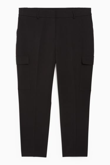 Femei - Pantaloni cargo - talie înaltă - regular fit - negru