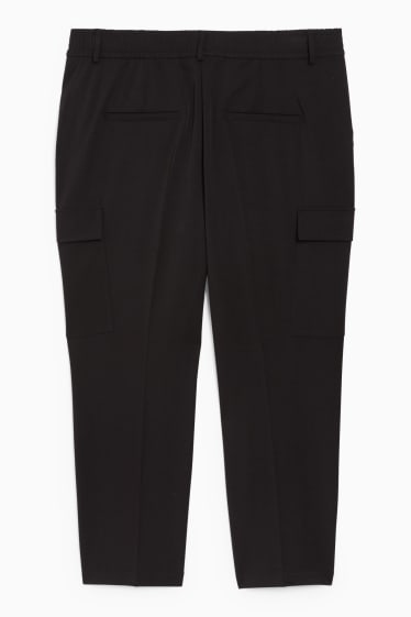 Dámské - Cargo kalhoty - high waist - regular fit - černá