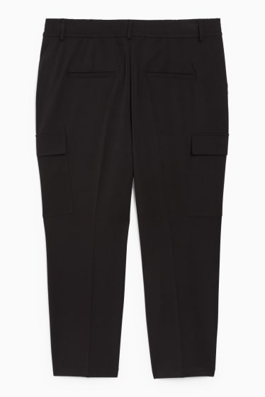 Femei - Pantaloni cargo - talie înaltă - regular fit - negru