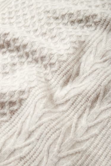 Hommes - Pull contenant du cachemire - mélange de laine - motif tressé - beige clair