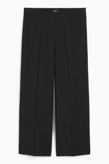 Dames - Pantalon - high waist - wide leg - zwart