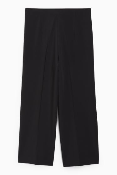 Damen - Stoffhose - High Waist - Wide Leg - schwarz