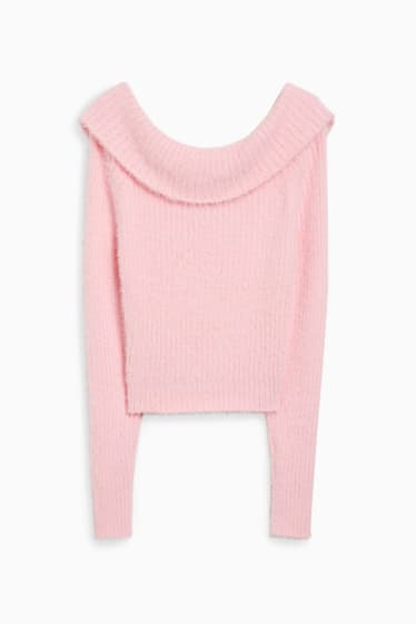 Teens & Twens - CLOCKHOUSE - Off-Shoulder-Pullover - rosa