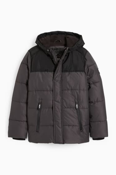 Niños - Chaqueta acolchada con capucha - gris oscuro