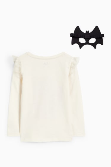 Kinder - Halloween-Set - Langarmshirt und Fledermausmaske - 2 teilig - cremeweiß