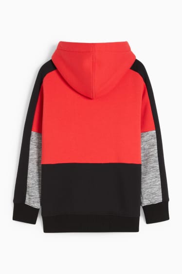 Enfants garçons - Sweat zippé avec capuche - rouge / noir