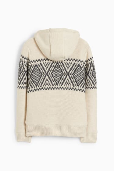 Hommes - Gilet en maille à capuche - beige clair