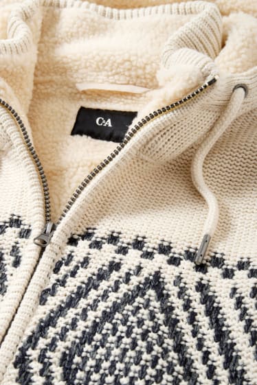 Hommes - Gilet en maille à capuche - beige clair