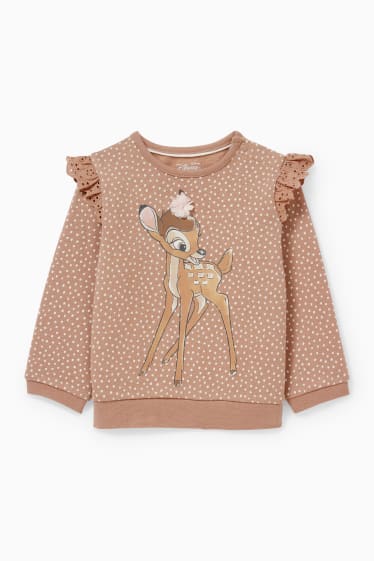 Baby: meisjes - Bambi - babysweatshirt - met stippen - beige
