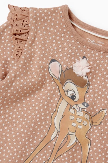 Baby: meisjes - Bambi - babysweatshirt - met stippen - beige