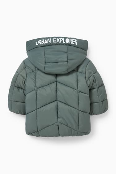 Babies - Baby quilted jacket with hood - green