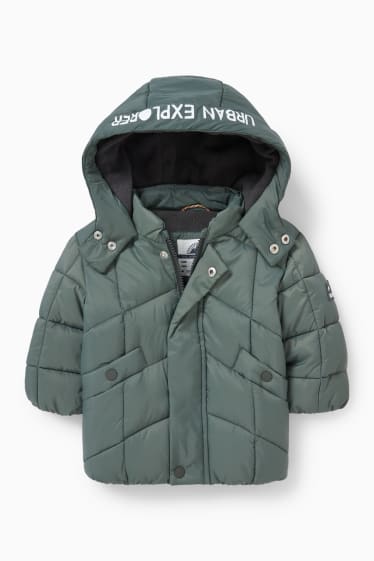 Babies - Baby quilted jacket with hood - green