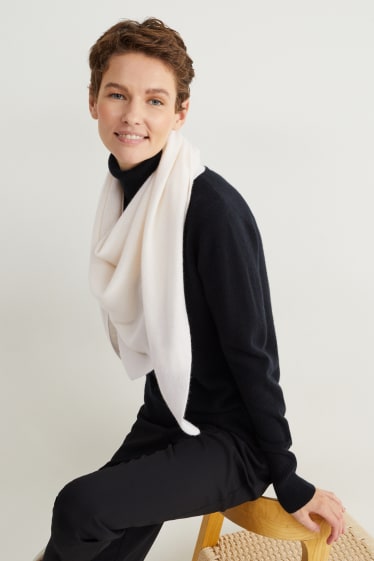 Donna - Sciarpa di cashmere - bianco crema