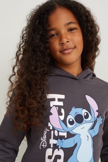 Enfants filles - Lilo & Stitch - sweat à capuche - gris foncé