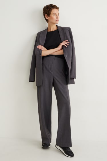 Donna - Pantaloni - vita alta - gamba larga - grigio melange
