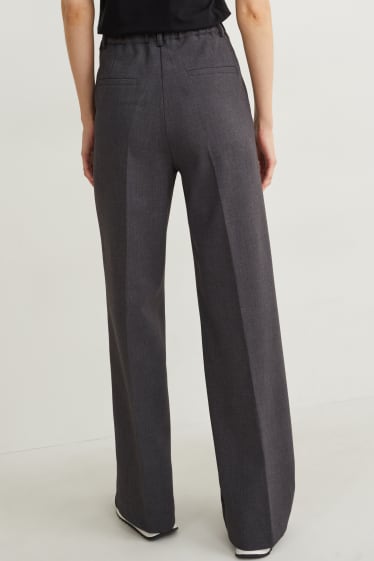 Mujer - Pantalón de tela - high waist - wide leg - gris jaspeado