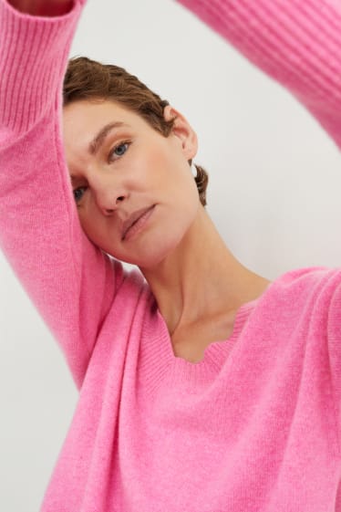 Femei - Pulover din cașmir - roz