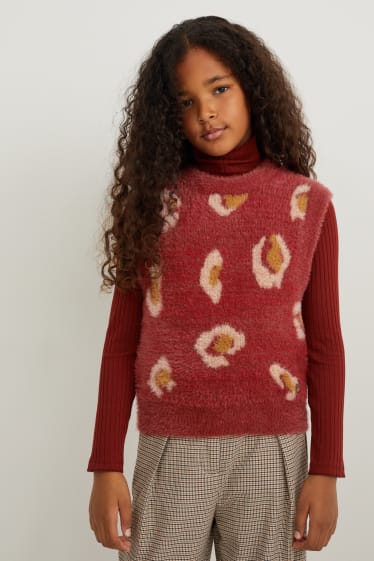 Enfants - Pullover sans manches - à motif - orange / rouge