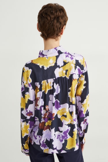 Women - Blouse - floral - dark blue