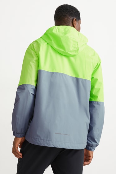 Hombre - Chubasquero con capucha - impermeable - verde fosforito