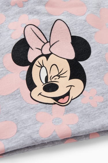 Kinder Mädchen - Minnie Maus - Mütze - geblümt - hellgrau-melange