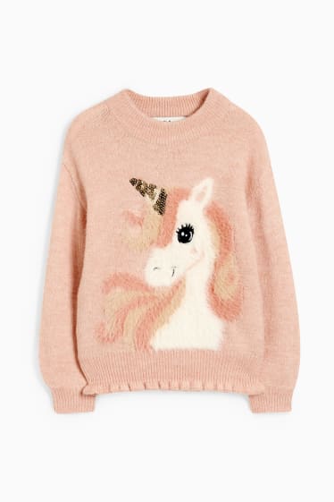 Kinder - Einhorn - Pullover - rosa